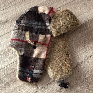 Plaid trapper hat new never worn